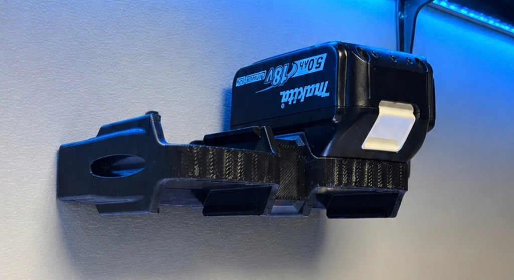 Wall mounted battery assortment for 18V Makita range
