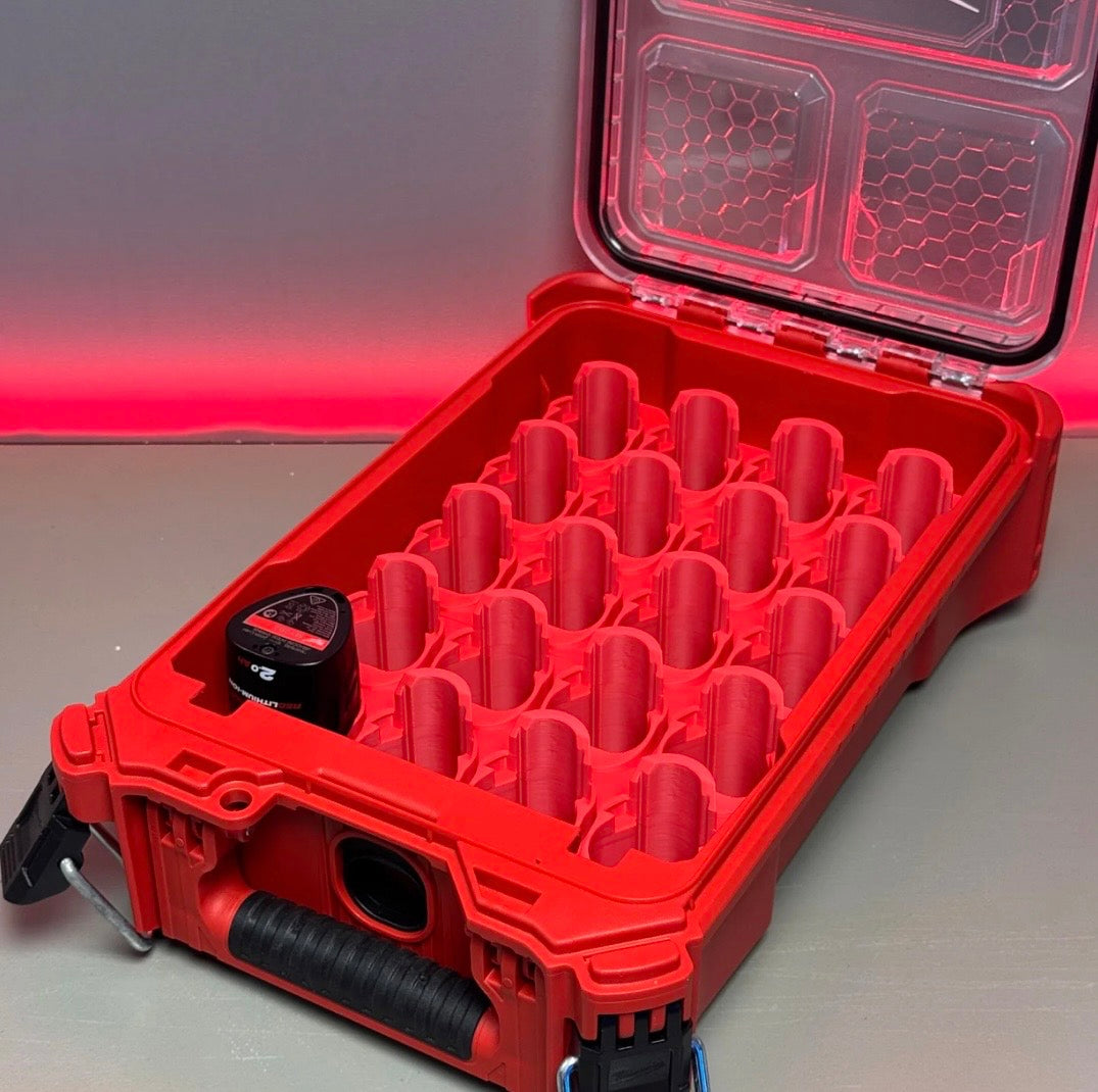 Milwaukee PACKOUT 20 slot M12 battery assortment tray