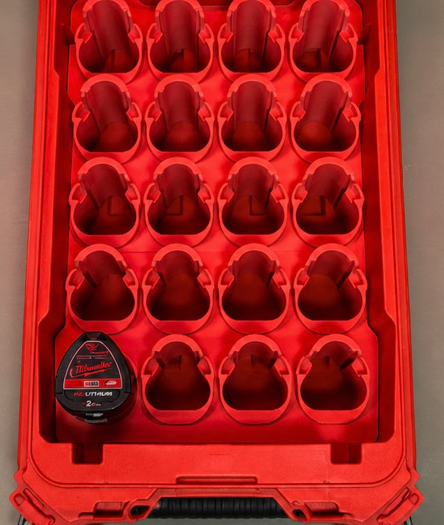 Milwaukee PACKOUT 20 slot M12 battery assortment tray
