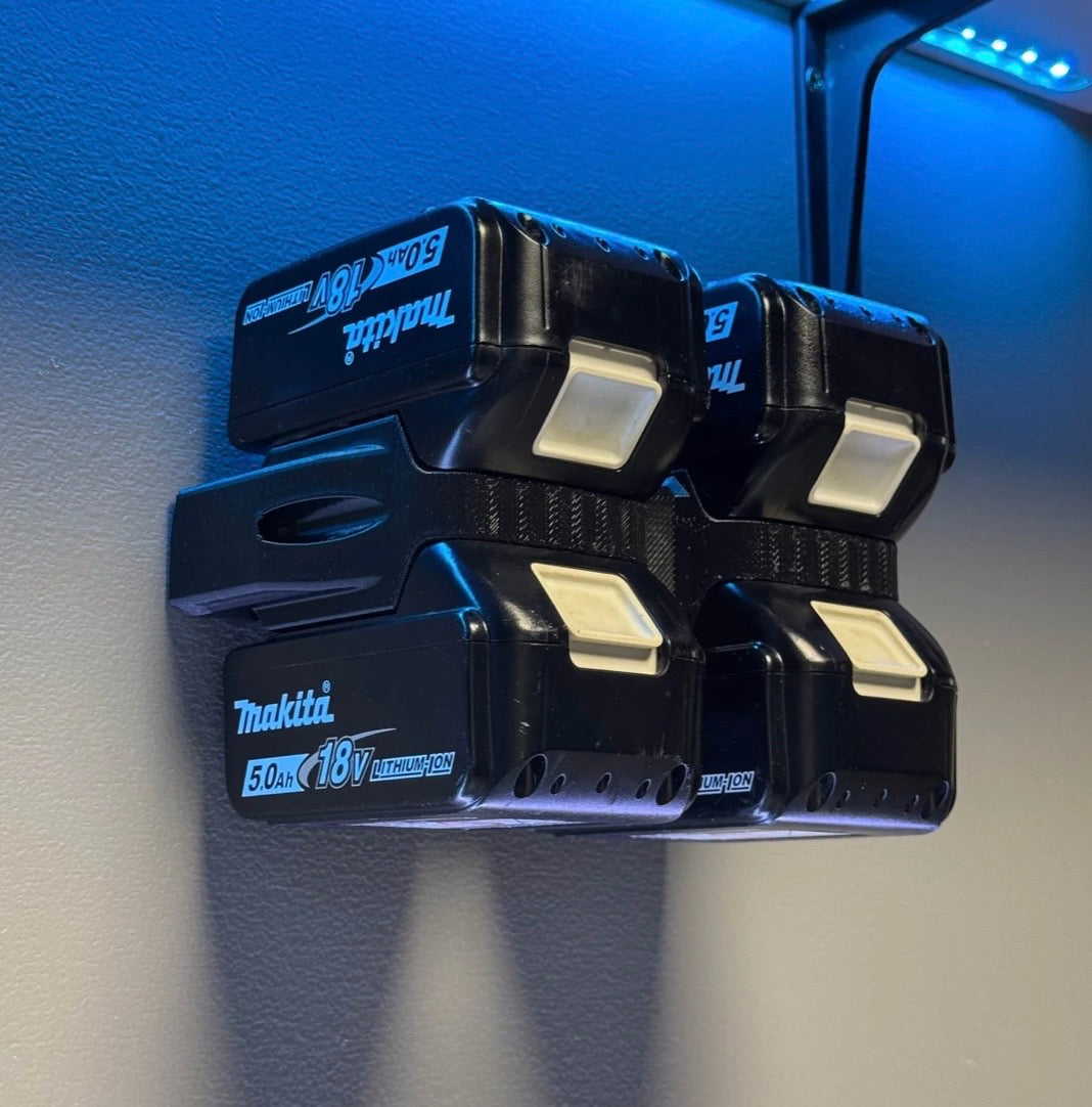 Wall mounted battery assortment for 18V Makita range